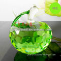 HOT SALE engraved text green crystal apples crystal fruit crystal gift(G-0252)